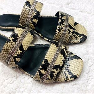 🔥 Rebecca Minkoff snakeskin leather slip on sandals sz7.5